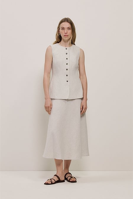Yarn Dyed Linen Bias Slip Skirt Yarn Dyed Linen Bias Slip Skirt