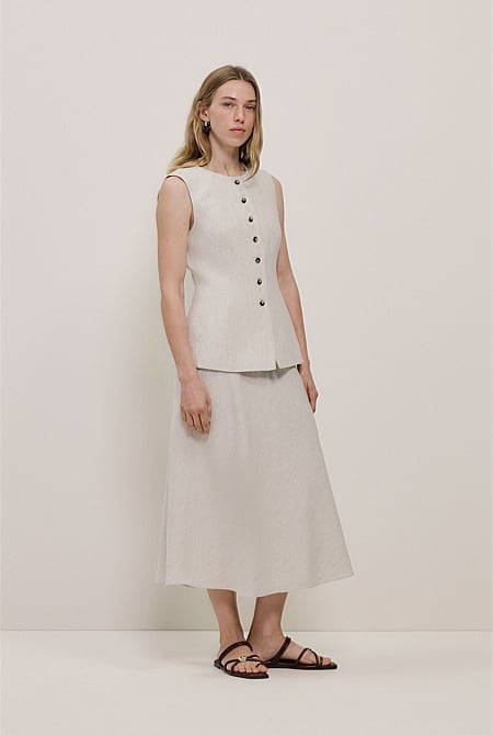 Yarn Dyed Linen Bias Slip Skirt Yarn Dyed Linen Bias Slip Skirt