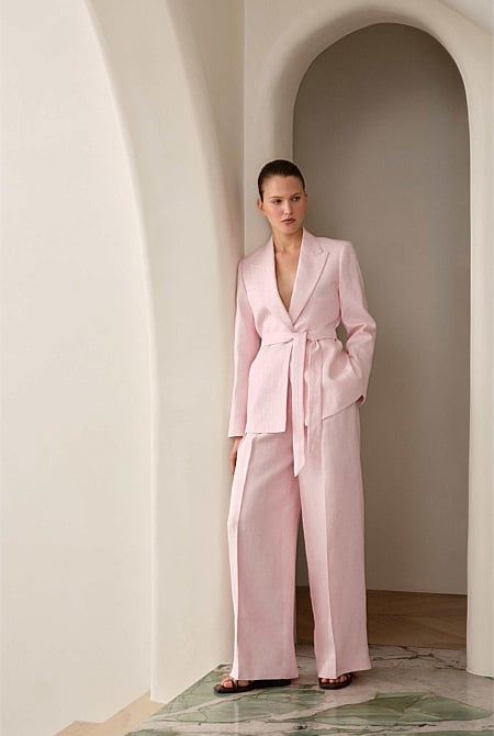 Linen Herringbone Pleat Front Pant Linen Herringbone Pleat Front Pant
