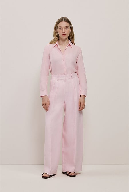 Linen Herringbone Pleat Front Pant Linen Herringbone Pleat Front Pant
