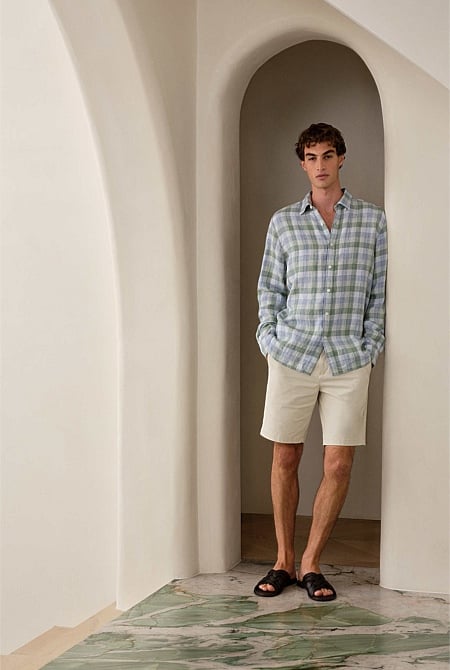 Regular Fit Yarn Dyed Linen Check Shirt Regular Fit Yarn Dyed Linen Check Shirt