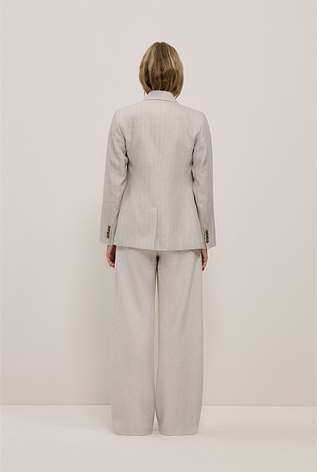 Linen Stripe Double Breasted Blazer Linen Stripe Double Breasted Blazer
