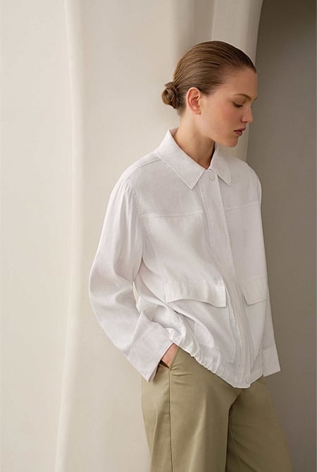 Linen Blend Panel Detail Jacket Linen Blend Panel Detail Jacket