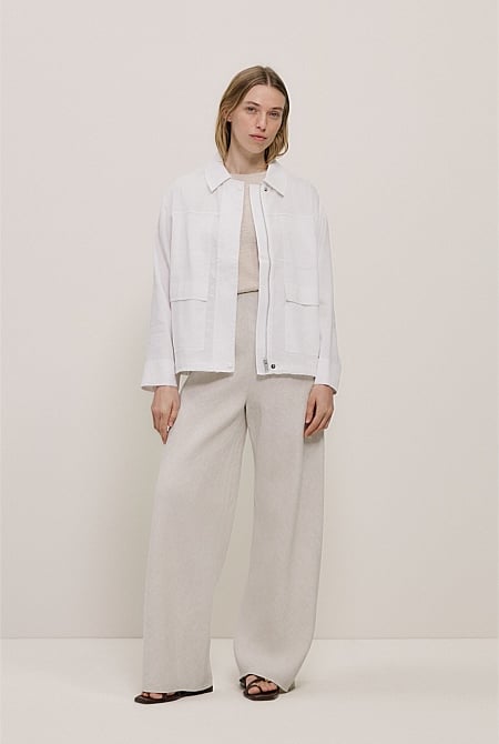 Linen Blend Panel Detail Jacket Linen Blend Panel Detail Jacket