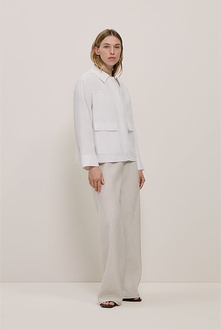 Linen Blend Panel Detail Jacket Linen Blend Panel Detail Jacket