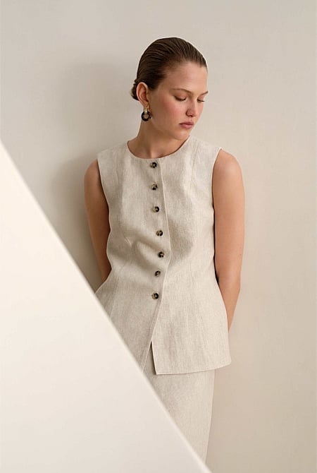 Linen Tailored Vest Linen Tailored Vest