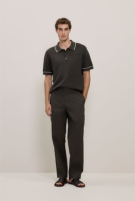 Textured Cotton Tipped Knit Polo Textured Cotton Tipped Knit Polo