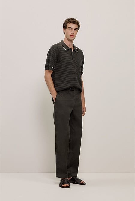 Textured Cotton Tipped Knit Polo Textured Cotton Tipped Knit Polo