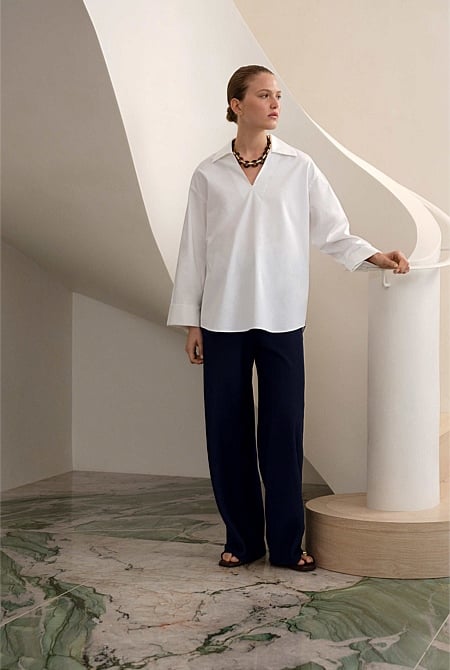 Poplin Relaxed Longline Shirt Poplin Relaxed Longline Shirt