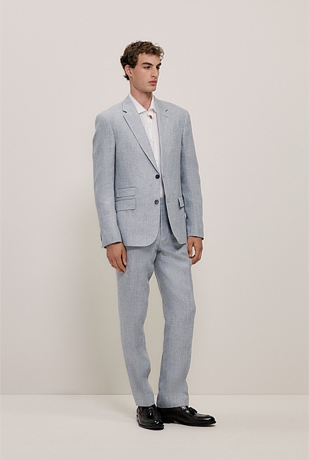 Textured Linen Straight Leg Trouser Textured Linen Straight Leg Trouser
