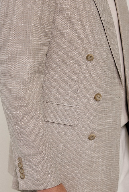 Textured Wool Blend Double Breasted Blazer Textured Wool Blend Double Breasted Blazer