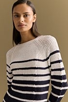 Mercerised Cotton Striped Cable Knit