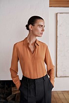 Silk Concealed Placket Shirt