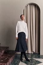 Australian Cotton Blend Denim Panelled Skirt