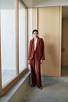Linen Twill Pintucked Wide Leg Pant