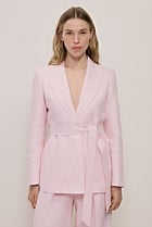 Linen Herringbone Belted Jacket