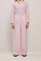 Linen Herringbone Pleat Front Pant