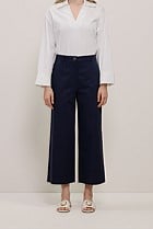 Cropped Wide Leg Chino Pant
