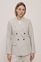 Linen Stripe Double Breasted Blazer