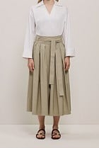Poplin Pleated Midi Skirt