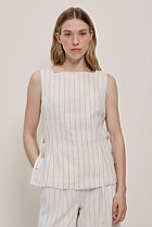 Linen Pinstripe Sleeveless Top