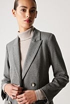 Cotton Wool Blend Pinstripe Ponte Blazer