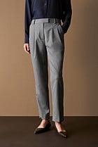 Yarn Dyed Stretch Wool Pleat Front Pant