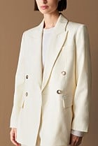 Wool Blend Twill Double Breasted Blazer