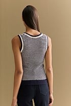 Mercerised Cotton Knit Stitch Detail Tank