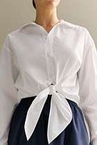 Cotton Poplin Tie Front Shirt