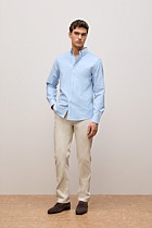 Regular Fit Yarn Dyed Cotton Monogram Oxford Shirt
