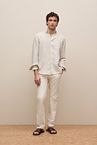 Regular Fit Linen Micro Check Long Sleeve Shirt
