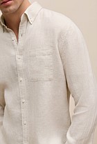 Regular Fit Linen Micro Check Long Sleeve Shirt