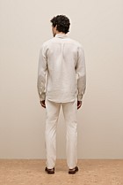 Regular Fit Linen Micro Check Long Sleeve Shirt