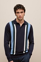 Merino Graphic Stripe Long Sleeve Polo