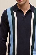 Merino Graphic Stripe Long Sleeve Polo