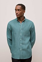 Regular Fit Linen Micro Check Long Sleeve Shirt