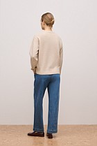 Wool Cashmere Cable Detail Crew