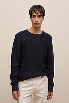 Cotton Blend Textured Crew