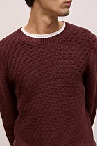 Cotton Blend Textured Crew