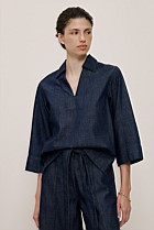 Soft Denim Collared Popover