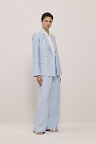 Yarn Dyed Linen Double Breasted Blazer
