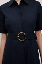 Poplin Pleat Detail Short Sleeve Dress