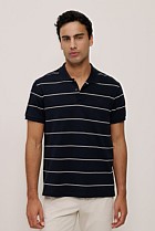 Pique Stripe Monogram Polo