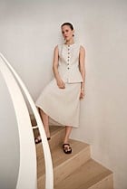 Yarn Dyed Linen Bias Slip Skirt