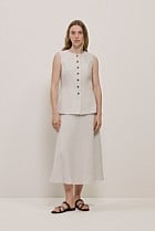 Yarn Dyed Linen Bias Slip Skirt