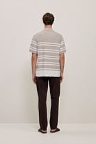 Cotton Linen Stripe Knit Shirt