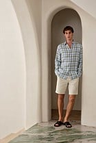 Regular Fit Yarn Dyed Linen Check Shirt