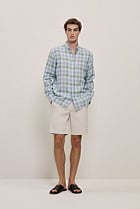 Regular Fit Yarn Dyed Linen Check Shirt