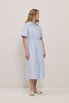 Linen Belted Short Sleeve Shirt Dress